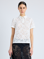 Proenza Schouler Front cropped image of model wearing Kennedy Top in Stretch Lace in OFF WHITE