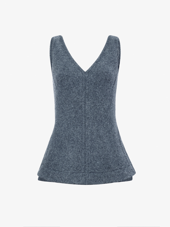 Proenza Schouler flat image of Winona Top in Wool Jersey in DARK GREY MELANGE