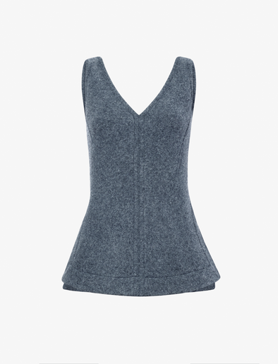 Proenza Schouler flat image of Winona Top in Wool Jersey in DARK GREY MELANGE