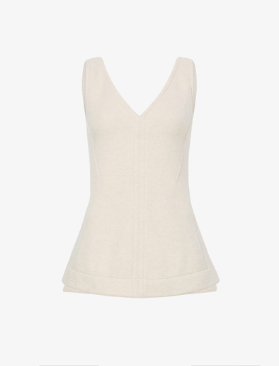 Proenza Schouler Still Life image of Winona Top in Wool Jersey in TAUPE MELANGE