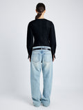 Proenza Schouler Back full length image of model wearing Ivonne Top in Eco Poplin in BLACK