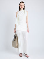 Proenza Schouler Front full length image of model wearing Alyssa Top in Matte Viscose Crepe in IVORY
