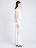 Proenza Schouler Side full length image of model wearing Alyssa Top in Matte Viscose Crepe in IVORY