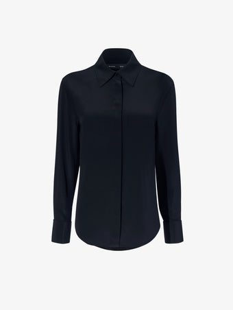 Proenza Schouler flat image of Arabella Top in Eco Silk in BLACK