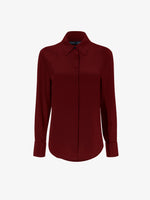Proenza Schouler flat image of Arabella Top in Eco Silk in OX BLOOD