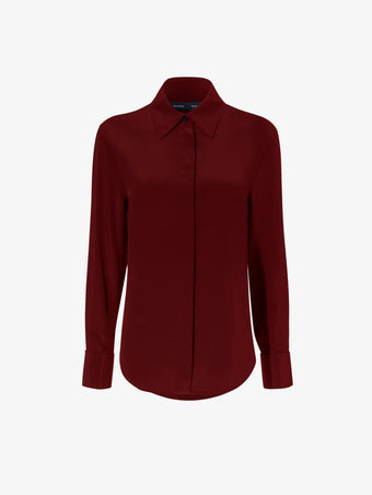 Proenza Schouler flat image of Arabella Top in Eco Silk in OX BLOOD