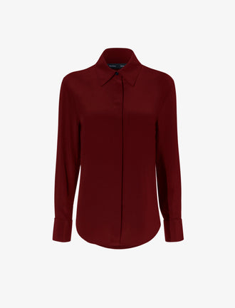 Proenza Schouler flat image of Arabella Top in Eco Silk in OX BLOOD