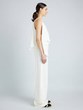 Proenza Schouler Side image of model wearing Weyes Pant in Matte Viscose Crepe in IVORY