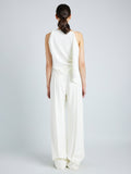Proenza Schouler Back image of model wearing Weyes Pant in Matte Viscose Crepe in IVORY