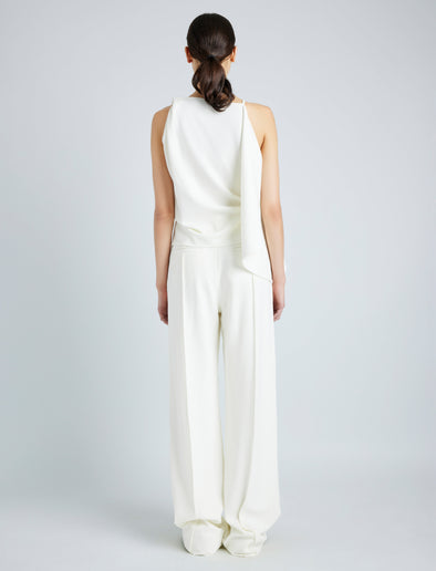 Proenza Schouler Back image of model wearing Weyes Pant in Matte Viscose Crepe in IVORY