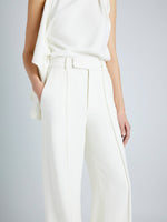 Proenza Schouler Detail image of model wearing Weyes Pant in Matte Viscose Crepe in IVORY