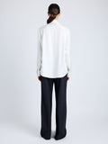 Proenza Schouler Back full length image of model wearing Savannah Pant in Wool Gabardine Suiting in BLACK