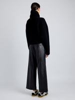Proenza Schouler Back full length image of model wearing Noland Pant in Leather in BLACK