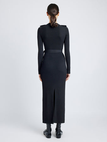 Proenza Schouler Back full length image of model wearing Lauryn Dress in Silk Viscose Knit in BLACK