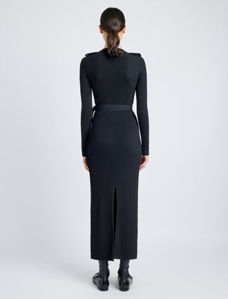 Proenza Schouler Back full length image of model wearing Lauryn Dress in Silk Viscose Knit in BLACK