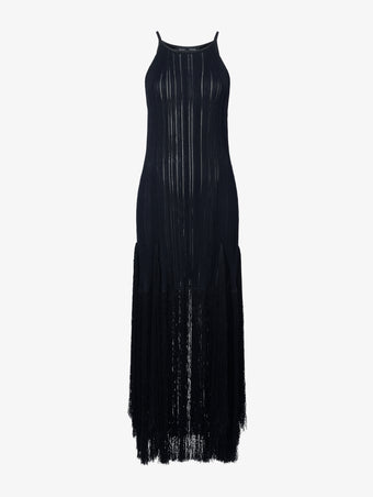 Proenza Schouler Still Life image of Everly Dress in Vicose Fringe Knit in BLACK
