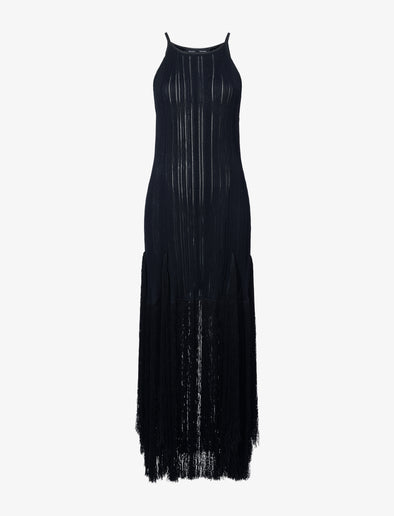 Proenza Schouler Still Life image of Everly Dress in Vicose Fringe Knit in BLACK
