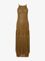 Proenza Schouler Still Life image of Everly Dress in Vicose Fringe Knit in CHESTNUT