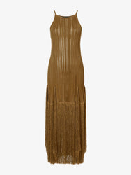 Proenza Schouler Still Life image of Everly Dress in Vicose Fringe Knit in CHESTNUT