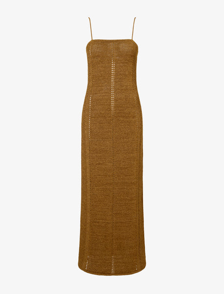 Proenza Schouler Suki Dress in Viscose Ribbon Knit - Ochre