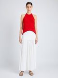 Proenza Schouler Front full length image of model wearing Leona Top in Viscose Ribbon Knit in RED