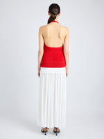 Proenza Schouler Back full length image of model wearing Leona Top in Viscose Ribbon Knit in RED