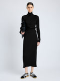 Proenza Schouler front image of model wearing Maeve Dress in Superfine Merino Silk in black