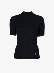 Proenza Schouler flat image of Jaden Top in Superfine Merino Silk in BLACK