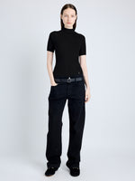 Proenza Schouler front image of Jaden Top in Superfine Merino Silk in BLACK