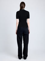 Proenza Schouler back image of Jaden Top in Superfine Merino Silk in BLACK