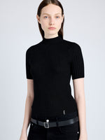 Proenza Schouler detail image of Jaden Top in Superfine Merino Silk in BLACK