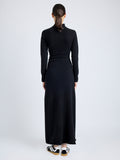 Proenza Schouler Back full length image of model wearing Annette Dress in Cashmere Silk in BLACK