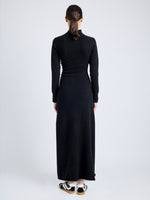 Proenza Schouler Back full length image of model wearing Annette Dress in Cashmere Silk in BLACK