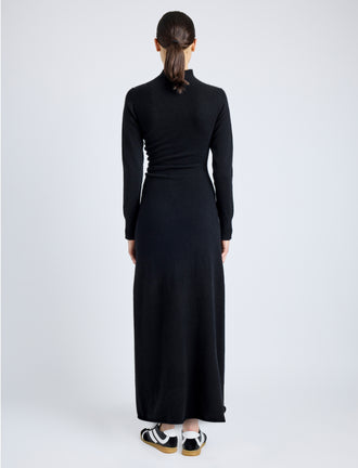 Proenza Schouler Back full length image of model wearing Annette Dress in Cashmere Silk in BLACK