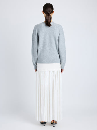 Proenza Schouler Back full length image of model wearing Bria Top in Cashmere Silk in GREY MELANGE