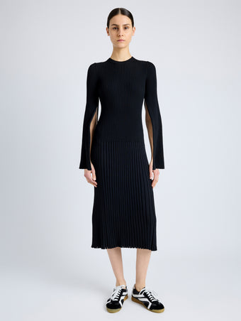 Proenza Schouler front image of Kenna Dress in Midweight Viscose Rib in BLACK