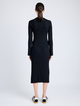 Proenza Schouler back image of Kenna Dress in Midweight Viscose Rib in BLACK