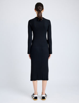 Proenza Schouler back image of Kenna Dress in Midweight Viscose Rib in BLACK