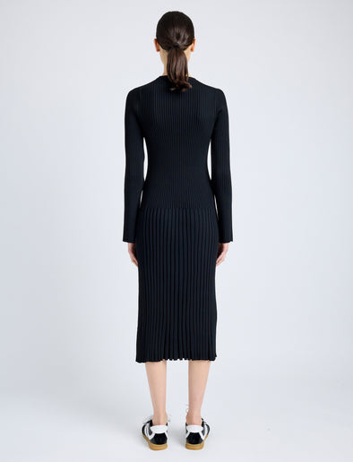 Proenza Schouler back image of Kenna Dress in Midweight Viscose Rib in BLACK