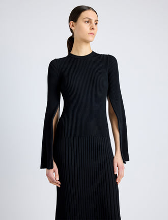 Proenza Schouler detail image of Kenna Dress in Midweight Viscose Rib in BLACK