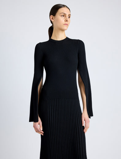 Proenza Schouler detail image of Kenna Dress in Midweight Viscose Rib in BLACK