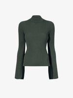 Proenza Schouler Still Life image of Abigail Top in Midweight Viscose Rib in FATIGUE