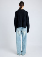 Proenza Schouler Back full length image of model wearing Delta Top in Cashmere Blend in BLACK