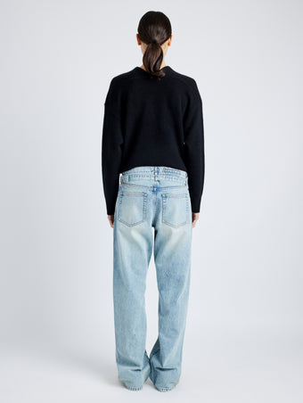 Proenza Schouler back image of model wearing Ellsworth Jean in CLASSIC WASH