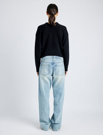 Proenza Schouler back image of model wearing Ellsworth Jean in CLASSIC WASH