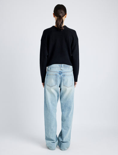 Proenza Schouler back image of model wearing Ellsworth Jean in CLASSIC WASH