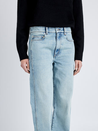Proenza Schouler detail image of model wearing Ryman Jean in CLASSIC WASH