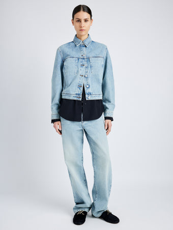 Proenza Schouler front image of model wearing Lawrence Jacket in CLASSIC WASH