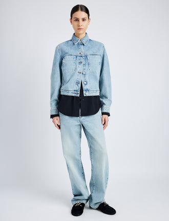 Proenza Schouler front image of model wearing Lawrence Jacket in CLASSIC WASH