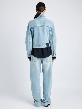 Proenza Schouler back image of model wearing Lawrence Jacket in CLASSIC WASH
